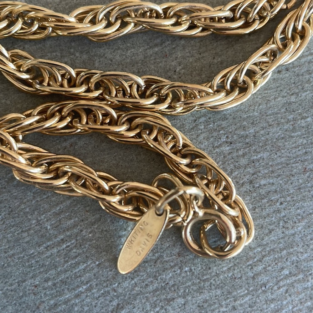 Whiting and Davis gold chain necklace, Vintage - Picture 3 of 5